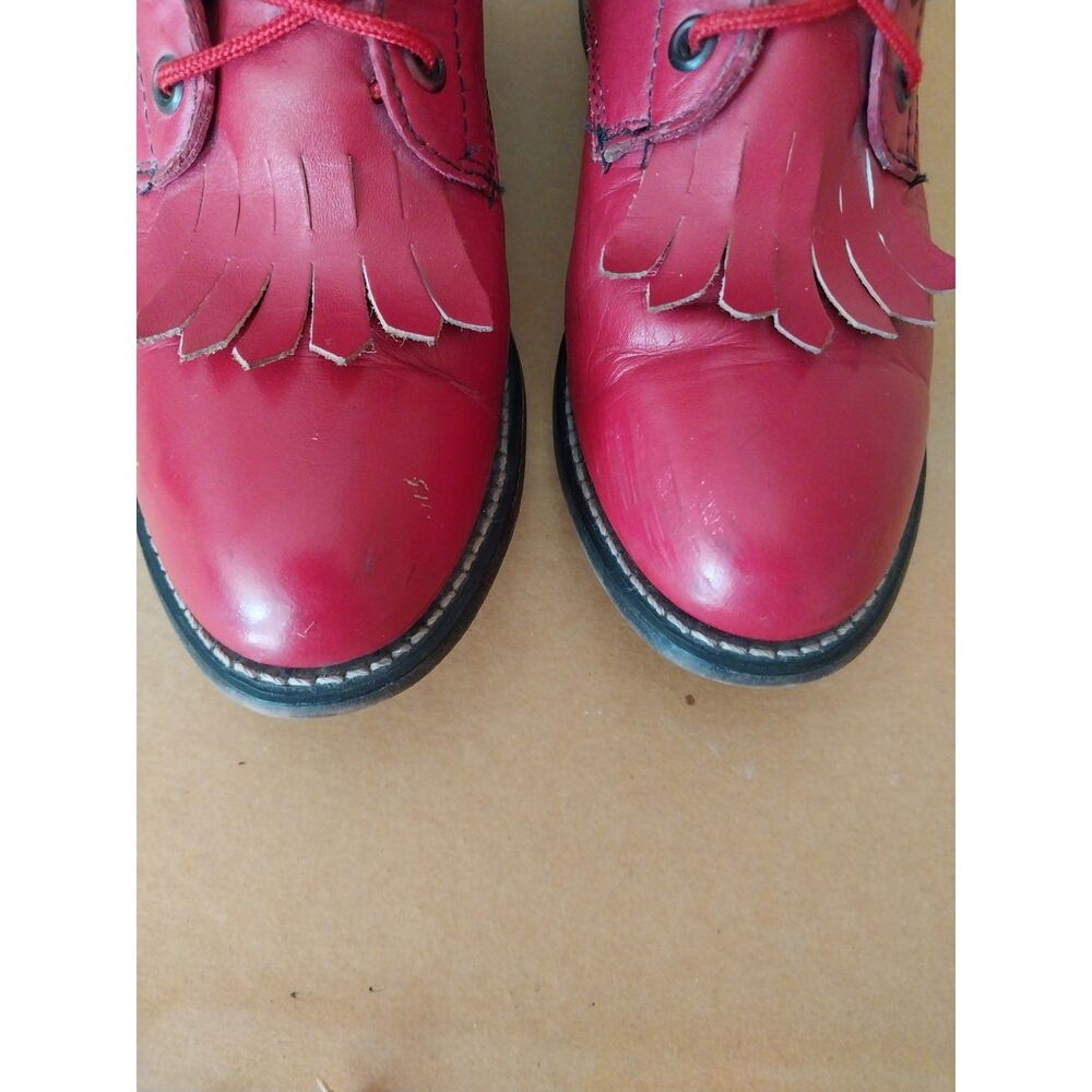Rodeo Drive 6M Women's Red Leather Fringe Kiltie Cowgirl Boots - Picture 3 of 6